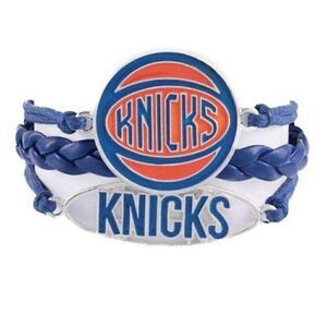 NY Knicks NBA Tri Braid White Blue Pendant Bracelet New